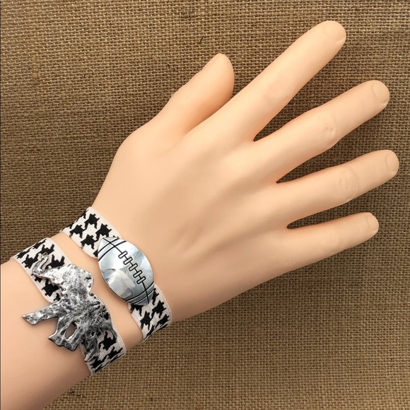 🌼 Houndstooth Football or Elephant Stretch Bracelet Ponytail Holder Houndstooth - Picture 2 of 3